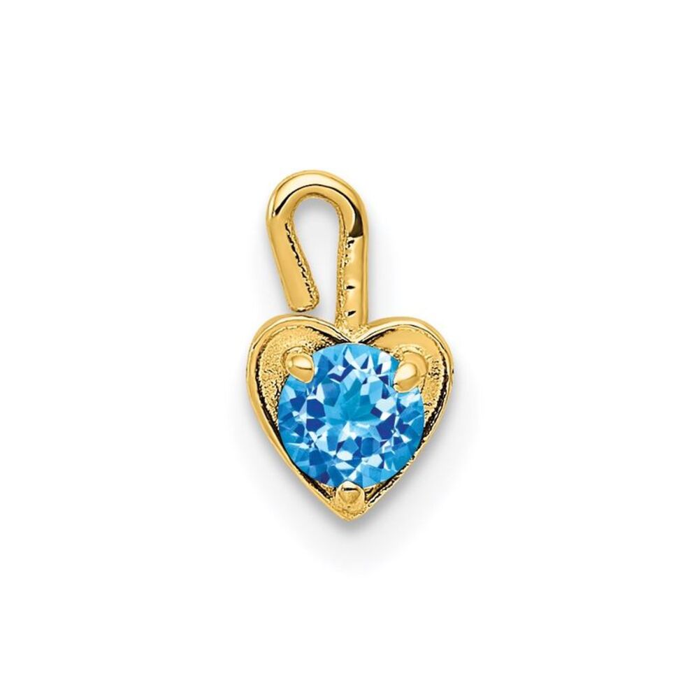 Dec Synthetic Blue Topaz 14k Yellow Gold Heart Pendant Enhancer, 5mm